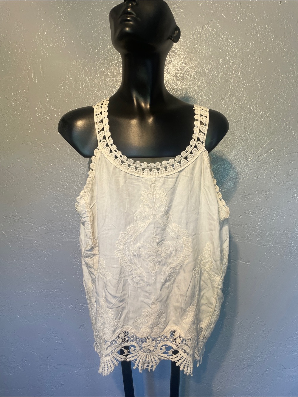 Delicate Crochet-Trim White Camisole